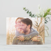 金ゴールドスクリプト大写真ハッピーニューイヤーカード シーズンカード (スタンド正面)