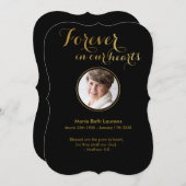 金ゴールドスクリプト悔やみや弔慰サンキューカード(Pあり) サンキューカード (正面/裏面)