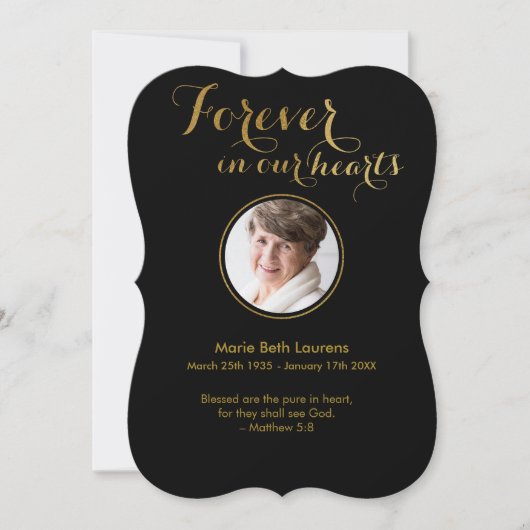 金ゴールドスクリプト悔やみや弔慰サンキューカード(Pあり) サンキューカード (正面)