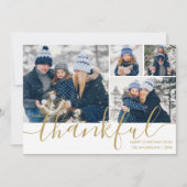 金ゴールドスクリプト感謝4写真クリスマス シーズンカード (正面)