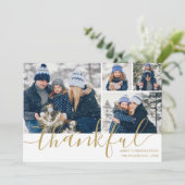 金ゴールドスクリプト感謝4写真クリスマス シーズンカード (スタンド正面)