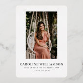 金ゴールドスクリプト文字オーバーレイ卒業写真 箔招待状 (裏面)