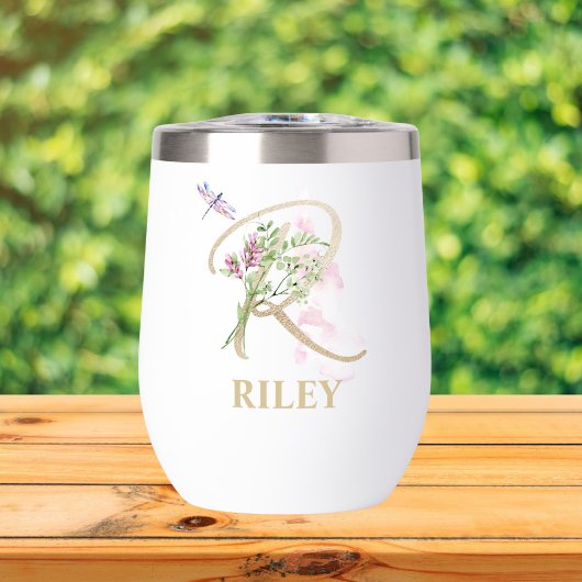 金ゴールドスクリプト文字Rモノグラムパーソナライズされた名