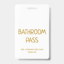 金ゴールドスクリプト新学期バスルームホールパス