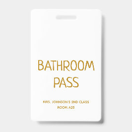 金ゴールドスクリプト新学期バスルームホールパス バッジ