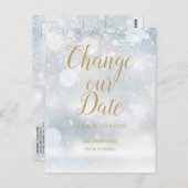 金ゴールドスクリプト日付の変更冬のイベント ポストカード (正面/裏面)