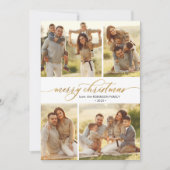 金ゴールドスクリプト書道4写真数々のクリスマス シーズンカード (正面)