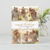 金ゴールドスクリプト書道4写真数々のクリスマス シーズンカード (スタンド正面)