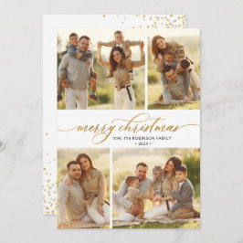 金ゴールドスクリプト書道4写真数々のクリスマス シーズンカード