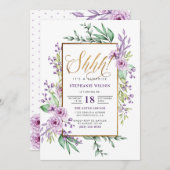 金ゴールドスクリプト水の色の驚きの誕生日パーティー 招待状 (正面/裏面)