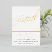 金ゴールドスクリプト白黒メンズ女性40歳の誕生日 箔招待状 (立ち正面)