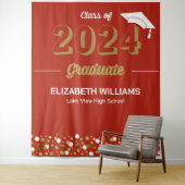 金ゴールドスクリプト紙吹雪グレーパーティー赤の背景 タペストリー (インサイチュ)