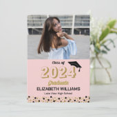 金ゴールドスクリプト紙吹雪フォトピンクグラード発表 招待状 (スタンド正面)