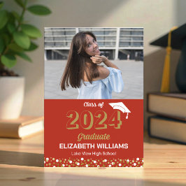 金ゴールドスクリプト紙吹雪写真Red Grad発表 招待状