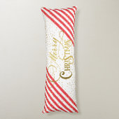 金ゴールドスクリプト紙吹雪赤いホワイトファミリークリスマス ボディピロー (裏面 (縦))