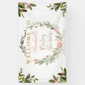 金ゴールドスクリプト緑のリースベビーシャワーバナー 横断幕 (縦)