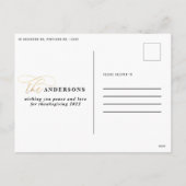 金ゴールドスクリプト緑の格子模様数々の写真の感謝祭  シーズンポストカード (裏面)