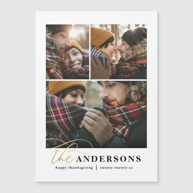 金ゴールドスクリプト緑の格子模様数々の写真の感謝祭h (正面)