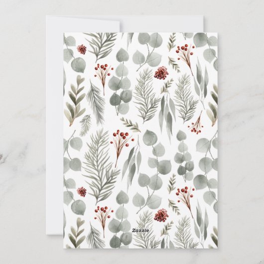 金ゴールドスクリプト葉3フォトコラージクリスマスカード シーズンカード (裏面)