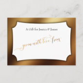 金ゴールドスクリプト表示ブライダルシャワーフローラギフト エンクロージャーカード (裏面)