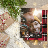 金ゴールドスクリプト赤い格子感謝1枚の写真 シーズンカード