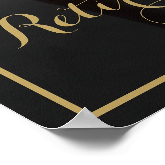 金ゴールドスクリプト退職パーティー写真ウェルカムサイン ポスター (角)