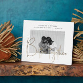 金ゴールドスクリプト1枚の写真の保存日付婚約 フォトプラーク (側面)