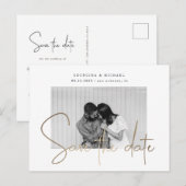 金ゴールドスクリプト1枚の写真の日付を保存 ポストカード (正面/裏面)