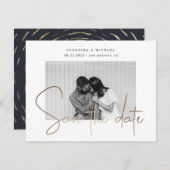 金ゴールドスクリプト1枚の写真を保存する日付はがき (正面/裏面)