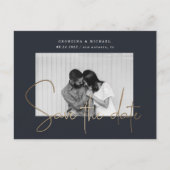 金ゴールドスクリプト1枚の写真を保存する日付はがき ポストカード (正面)