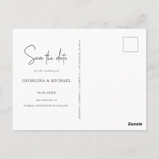 金ゴールドスクリプト1枚の写真を保存する日付はがき ポストカード (裏面)