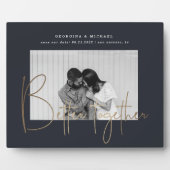 金ゴールドスクリプト1枚の写真を保存する日付婚約pla フォトプラーク (正面)