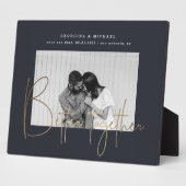 金ゴールドスクリプト1枚の写真を保存する日付婚約pla フォトプラーク (側面)