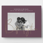 金ゴールドスクリプト1枚の写真を保存する日付婚約pla フォトプラーク (正面)