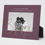 金ゴールドスクリプト1枚の写真を保存する日付婚約pla フォトプラーク (側面)