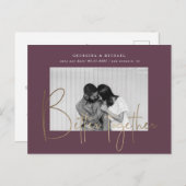 金ゴールドスクリプト1枚の写真を保存する日付婚約pos ポストカード (正面/裏面)