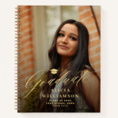 金ゴールドスクリプト2写真卒業パーティーゲストブック ノートブック (正面)