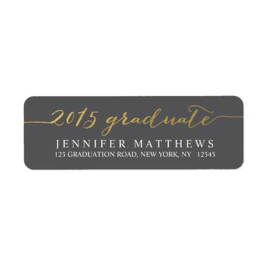 金ゴールドスクリプト2015 |卒業住所 シール (正面)