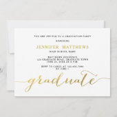 金ゴールドスクリプト3写真コラージュ卒業パーティー 招待状 (裏面)