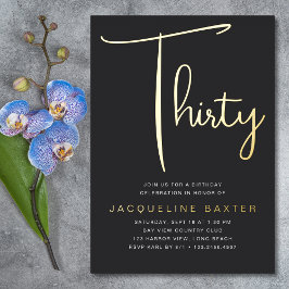 金ゴールドスクリプト30th誕生日パーティー 箔招待状