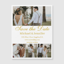 金ゴールドスクリプト4写真コラージュ日付磁石を保存