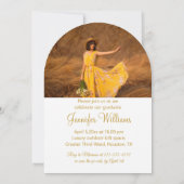 金ゴールドスクリプト5写真コラージュ卒業パーティーアーチ 招待状 (裏面)