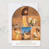 金ゴールドスクリプト5写真コラージュ卒業パーティーアーチ 招待状 (正面)