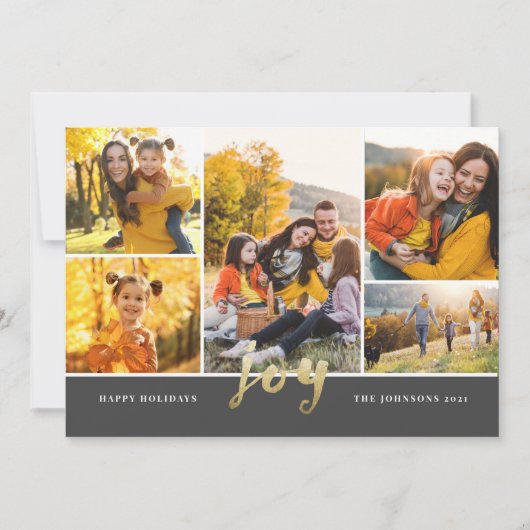 金ゴールドスクリプト6写真メリークリスマスホリデーカード シーズンカード (正面)