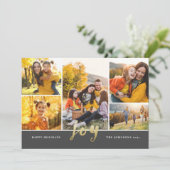 金ゴールドスクリプト6写真メリークリスマスホリデーカード シーズンカード (スタンド正面)