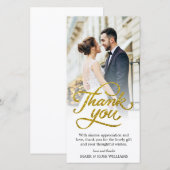 金ゴールドスクリプト | 結婚サンキューカード サンキューカード (正面/裏面)