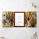 金ゴールドスクリプト |赤い格子縞 |写真 三つ折りカード (内部)