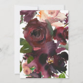 金ゴールドスクリプトBurgundy花色彩の鮮やかのブライダルシャワー 招待状 (裏面)