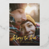 金ゴールドスクリプトglory to god redタータンチェック写真 箔シーズンカード (正面)