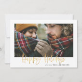 金ゴールドスクリプトhappy holidays greenタータンチェック写真 シーズンカード (正面)